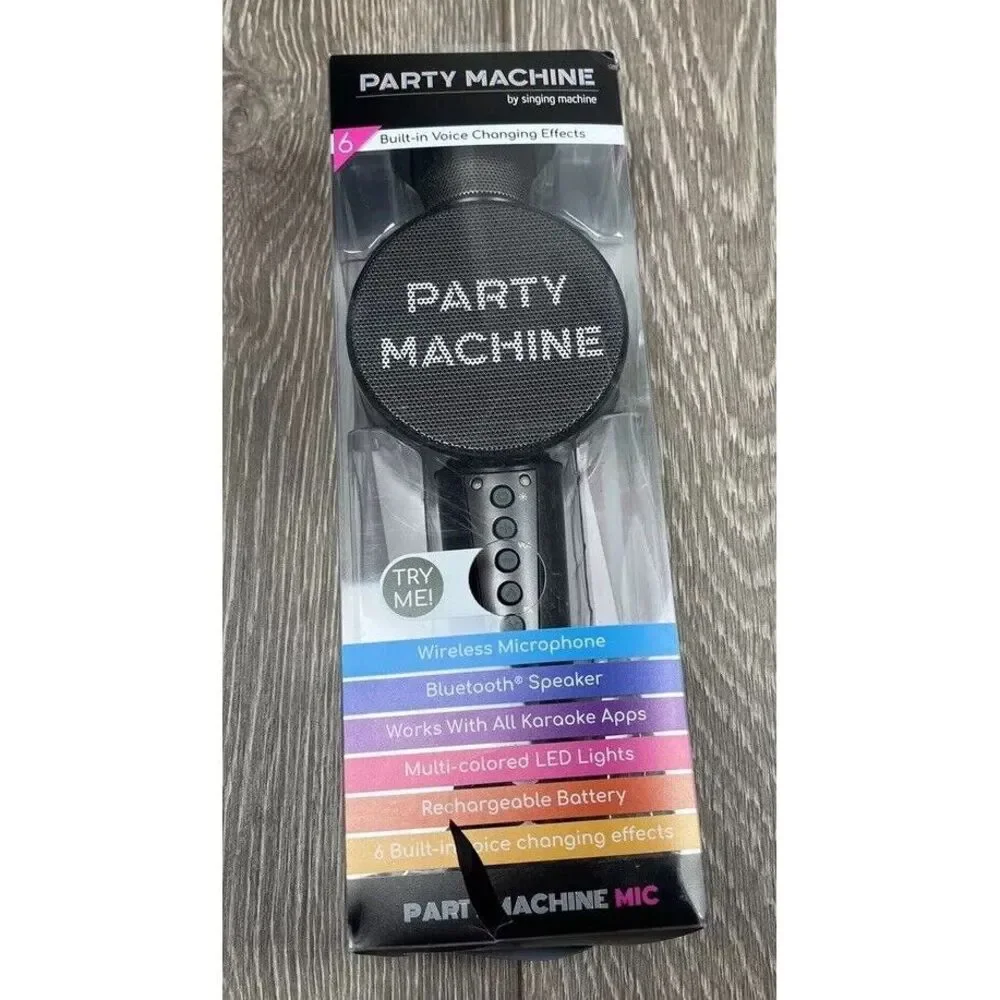 Party Machine Singing Machine Wireless Microphone LED Lights‎ Bluetooth Speaker
